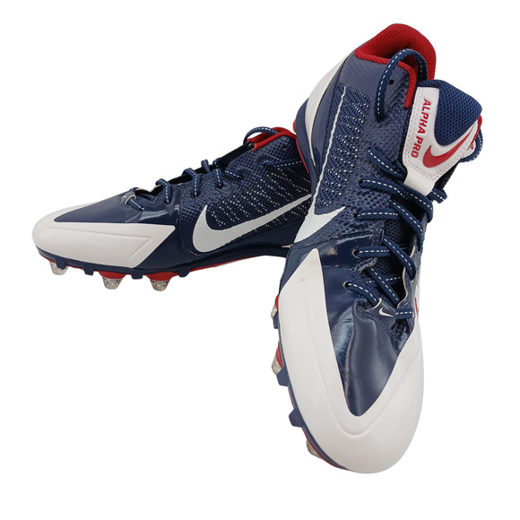 Nike Alpha Pro D Low NFL Football Cleats White/ Blue 622299-413 Houston Texans - Picture 2 of 9